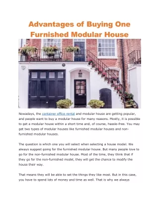 advantages of buying one furnished modular house