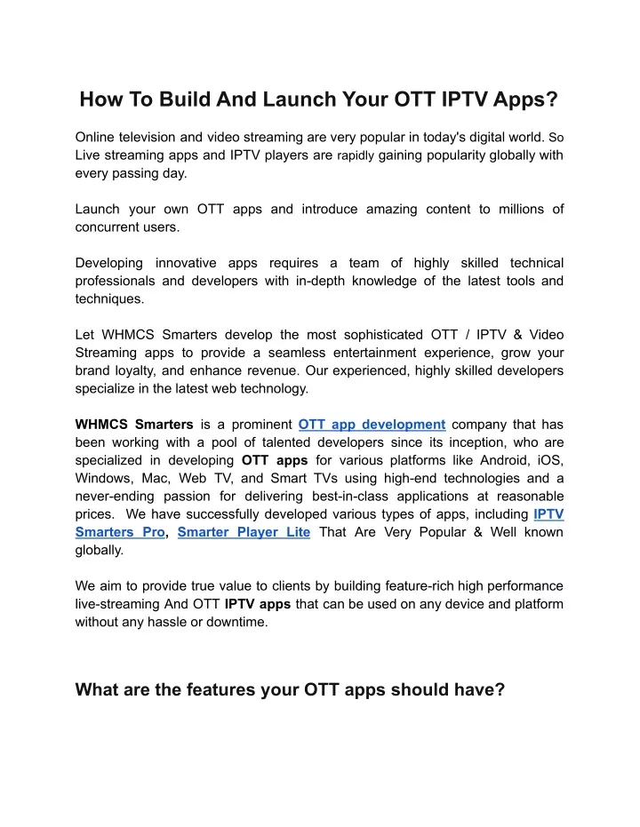 how to build and launch your ott iptv apps