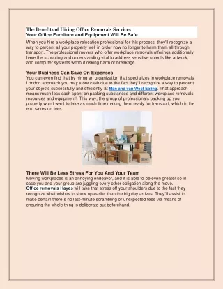 the benefits of hiring office removals services