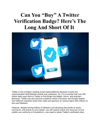 Can You “Buy” A Twitter Verification Badge? Here’s The Long And Short Of It