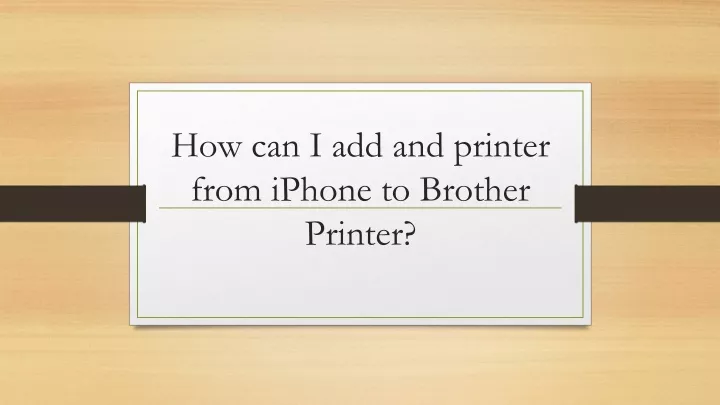 how to add my brother printer to my iphone