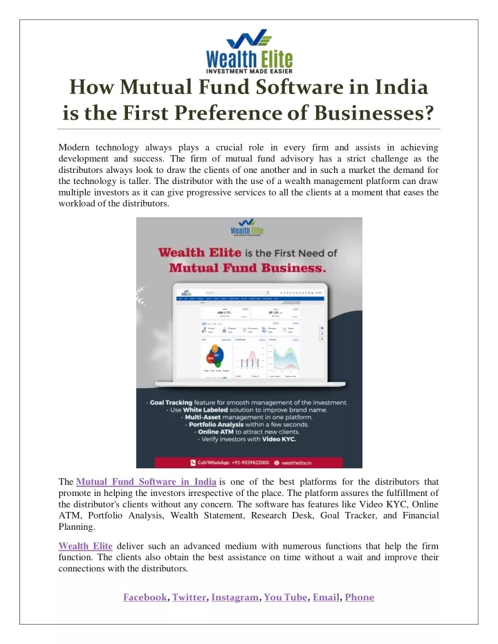 how mutual fund software in india is the first