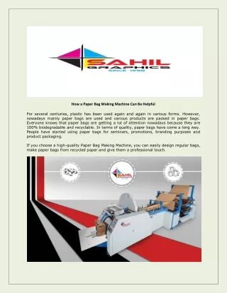 How a Paper Bag Making Machine Can Be Helpful