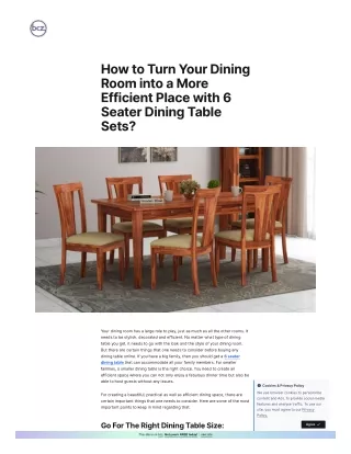 How to Turn Your Dining Room into a More Efficient Place with 6 Seater Dining Table Sets?