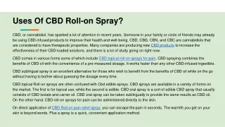 Uses Of CBD Roll-on Spray