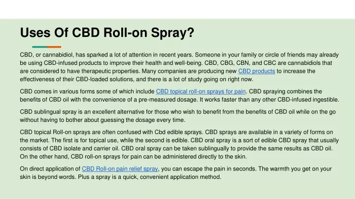 uses of cbd roll on spray