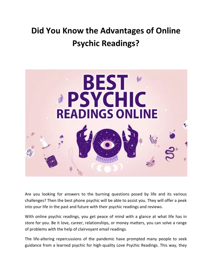 did you know the advantages of online psychic