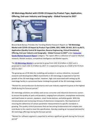 3d metrology market with covid 19 impact