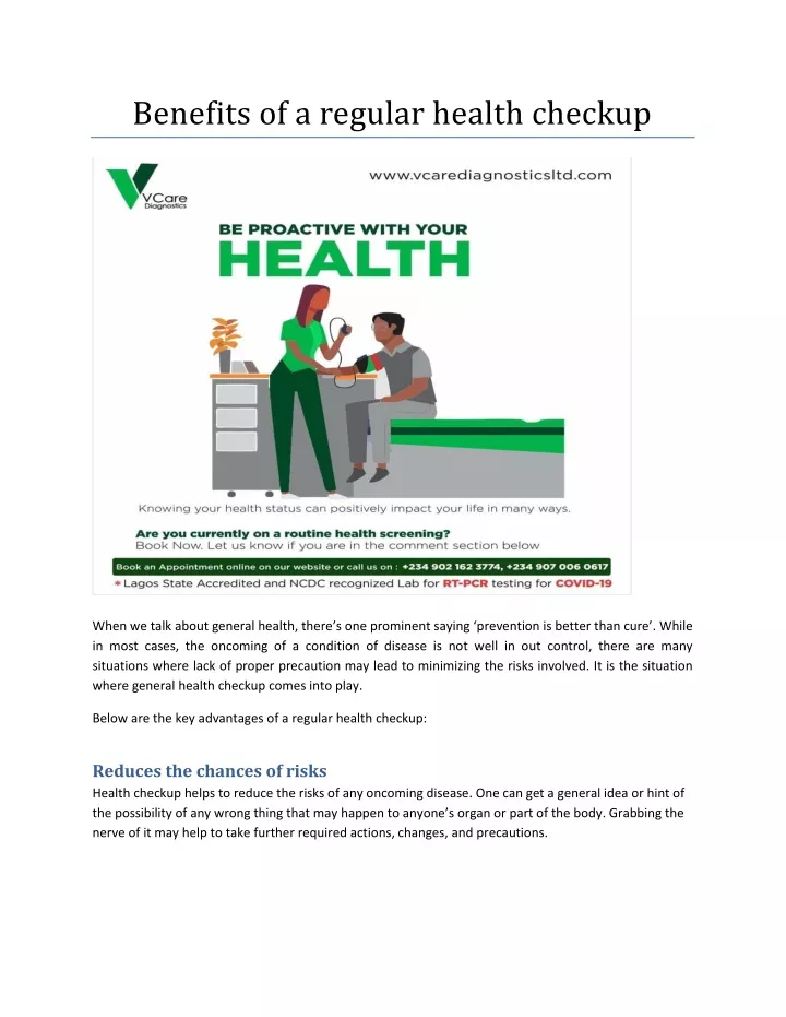 benefits of a regular health checkup