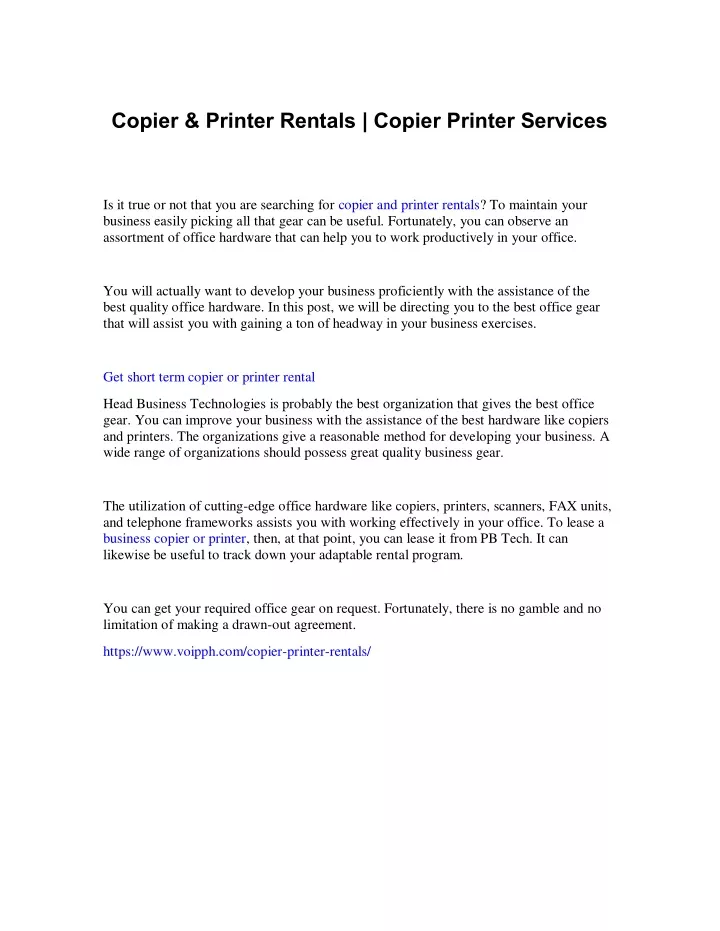 copier printer rentals copier printer services