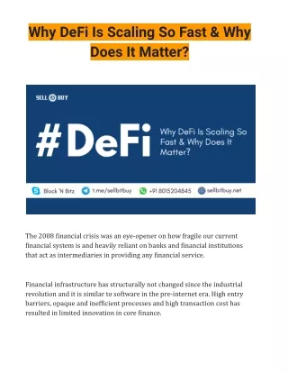 Why DeFi Is Scaling So Fast & Why Does It Matter?