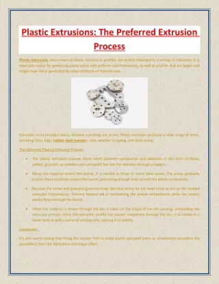 plastic extrusions the preferred extrusion process