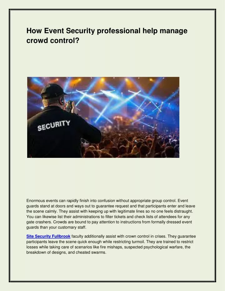 how event security professional help manage crowd