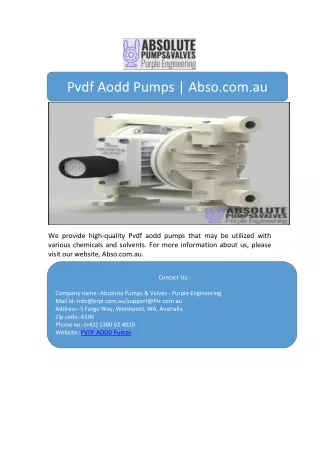 Pvdf Aodd Pumps | Abso.com.au