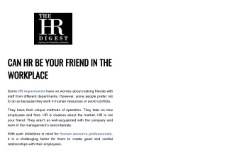 can hr be your friend in the workplace