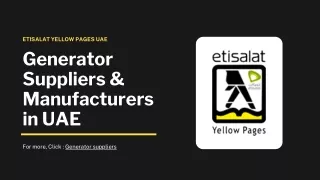 Generator Suppliers & Manufacturers in UAE