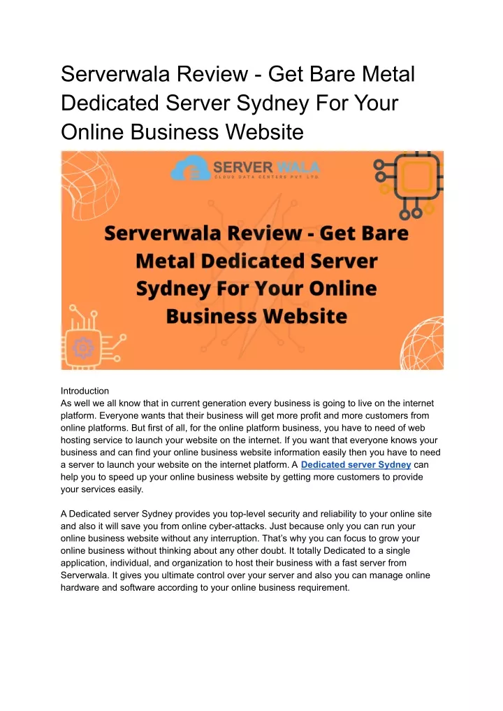 serverwala review get bare metal dedicated server