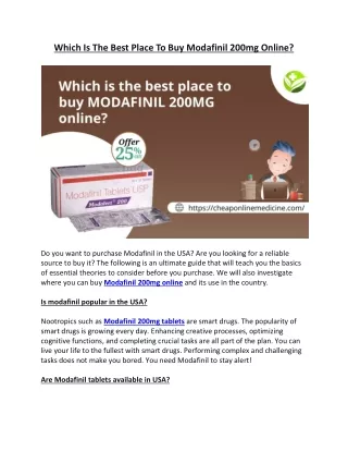 Which Is The Best Place To Buy Modafinil 200mg Online?