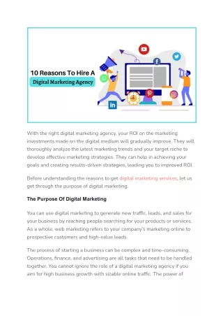 10 Reasons to hire a digital marketing agency