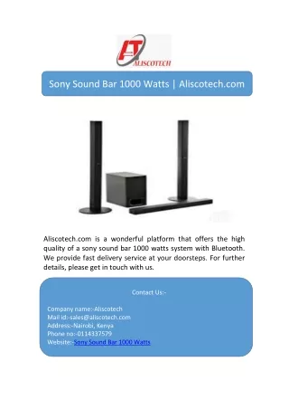 Sony Sound Bar 1000 Watts | Aliscotech.com