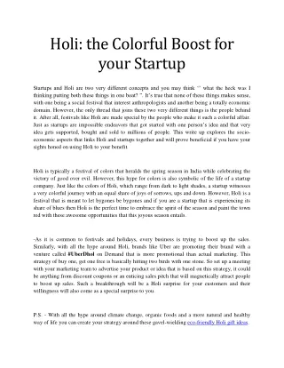 Holi the Colorful Boost for your Startup