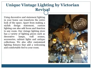 Unique Vintage Lighting by Victorian Revival