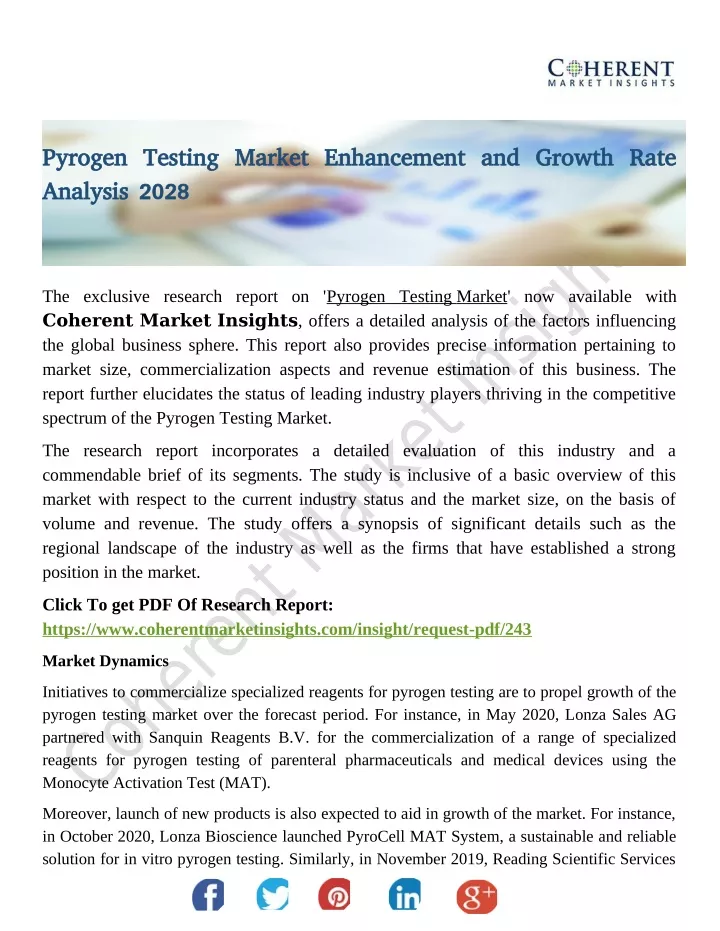 pyrogen testing market enhancement and growth