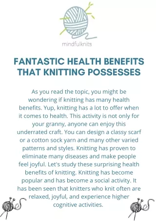 Fantastic health benefits that knitting possesses