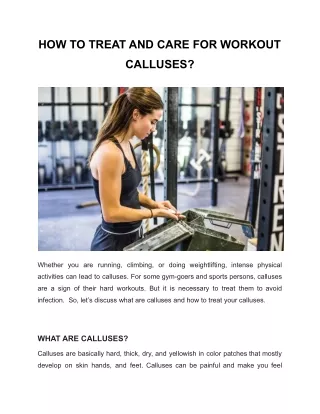 How to treat and Care for Workout calluses