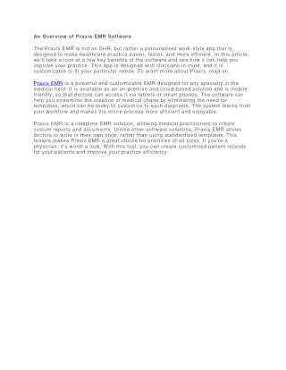 an overview of praxis emr software