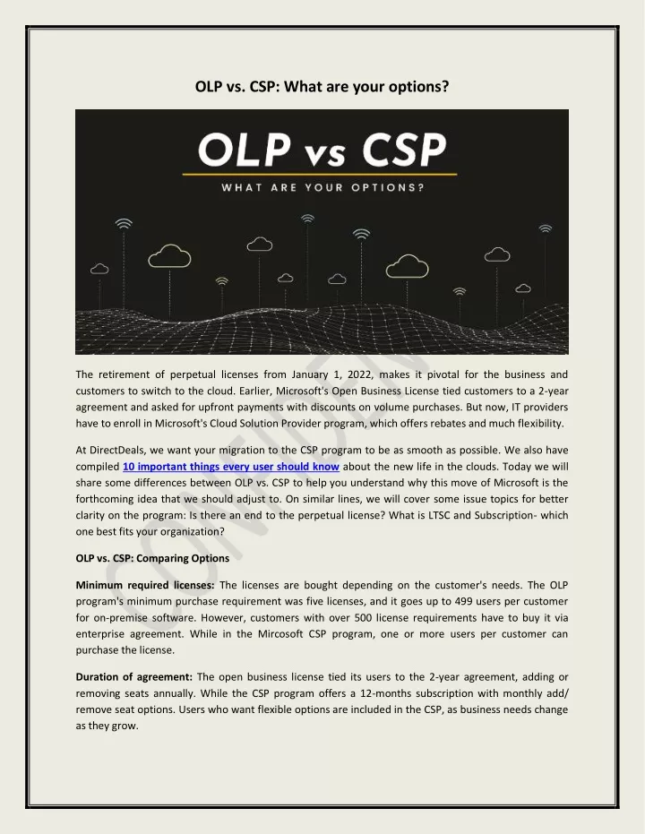 olp vs csp what are your options