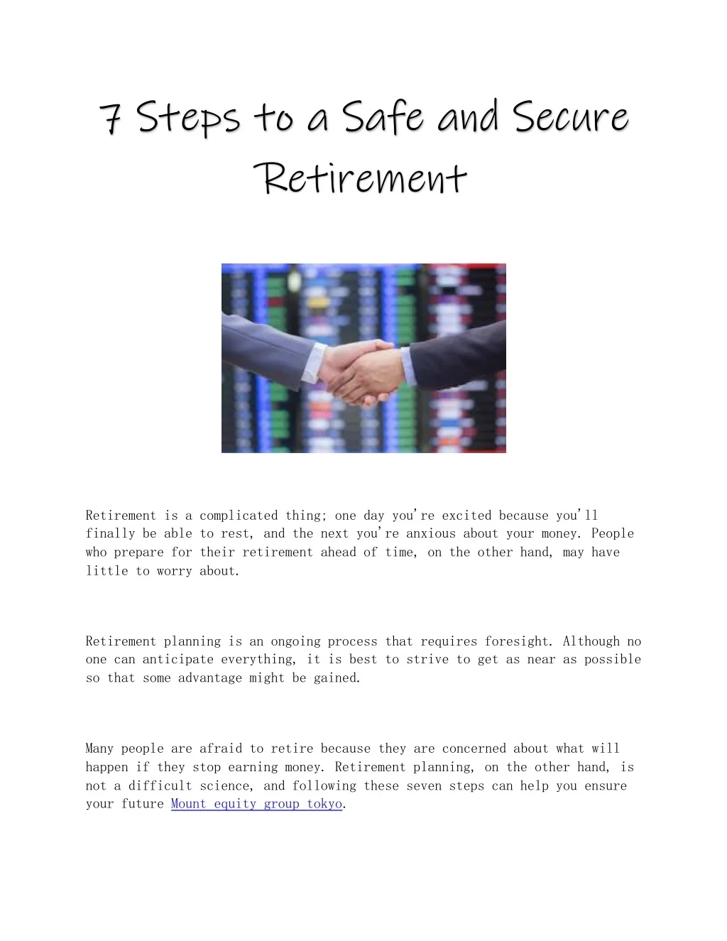 PPT - 7 Steps to a Safe and Secure Retirement PowerPoint Presentation ...