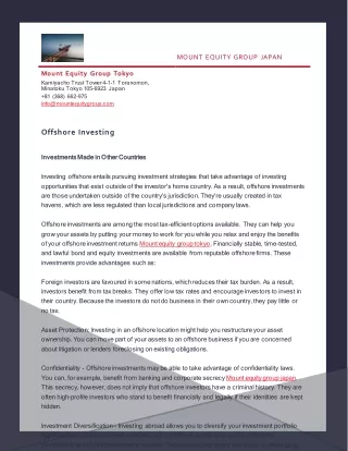 mount equity group japan