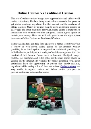 Online Casinos Vs Traditional Casinos