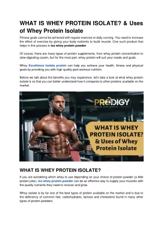 WHAT IS WHEY PROTEIN ISOLATE_ & Uses of Whey Protein Isolate
