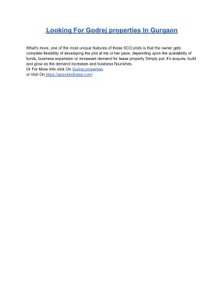 Looking For Godrej properties In Gurgaon