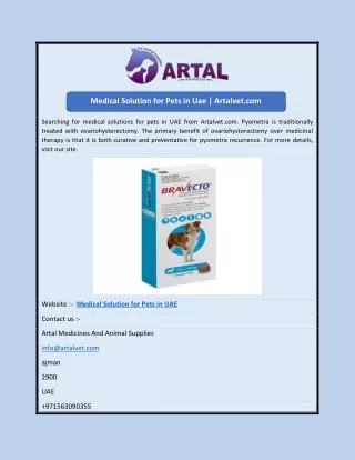 Medical Solution for Pets in Uae | Artalvet.com