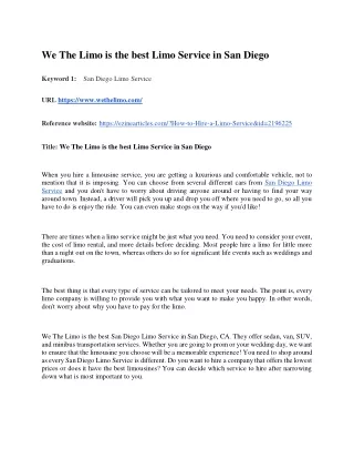we the limo is the best limo service in san diego