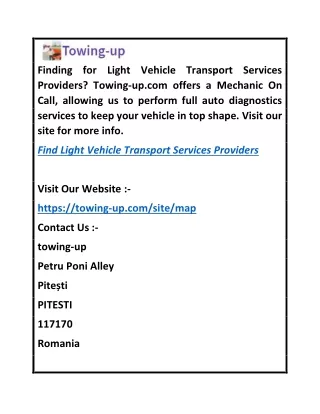 Find Light Vehicle Transport Services Providers  Towing-up.com