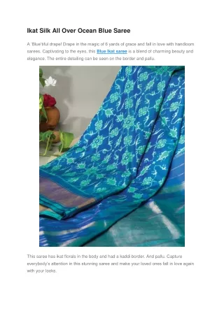 Ikat Silk All Over Ocean Blue Saree