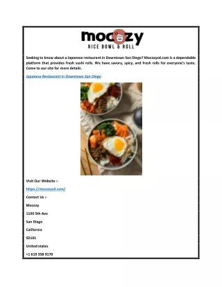 Japanese Restaurant In Downtown San Diego  Mocozysd.com