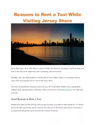 reasons to rent a taxi while visiting jersey shore