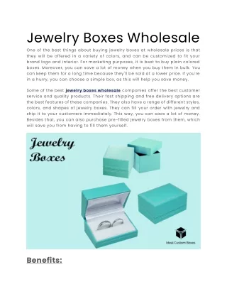 Jewelry Boxes Wholesale