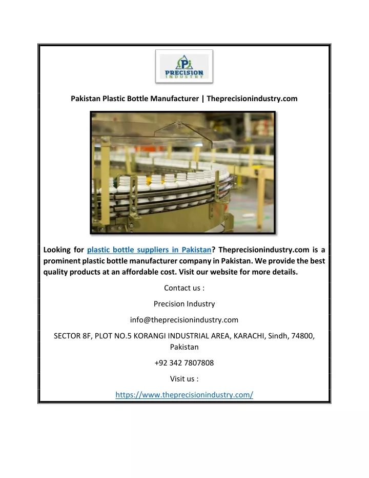 pakistan plastic bottle manufacturer