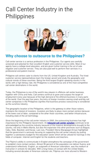 Call Center Industry in the Philippines