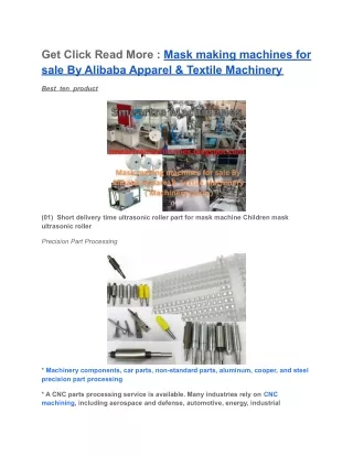 Mask making machines for sale By Alibaba Apparel & Textile Machinery (Machinery parts)