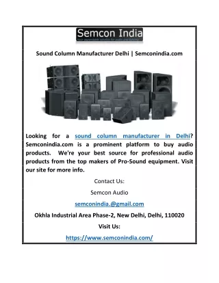 Sound Column Manufacturer Delhi | Semconindia.com