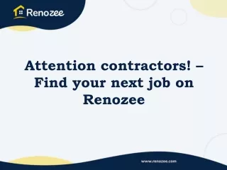 Attention contractors! – Find your next job on Renozee