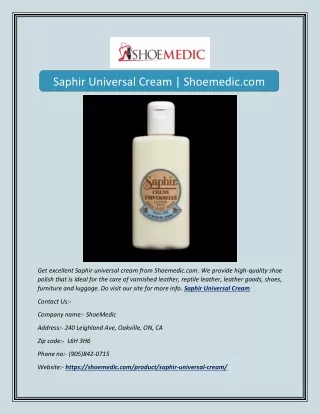 saphir universal cream shoemedic com