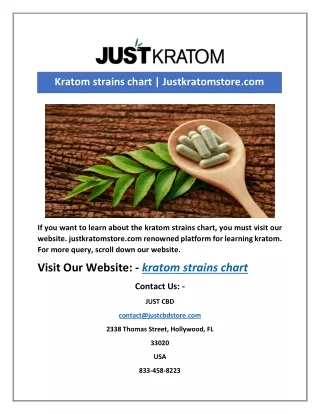 Kratom strains chart | Justkratomstore.com
